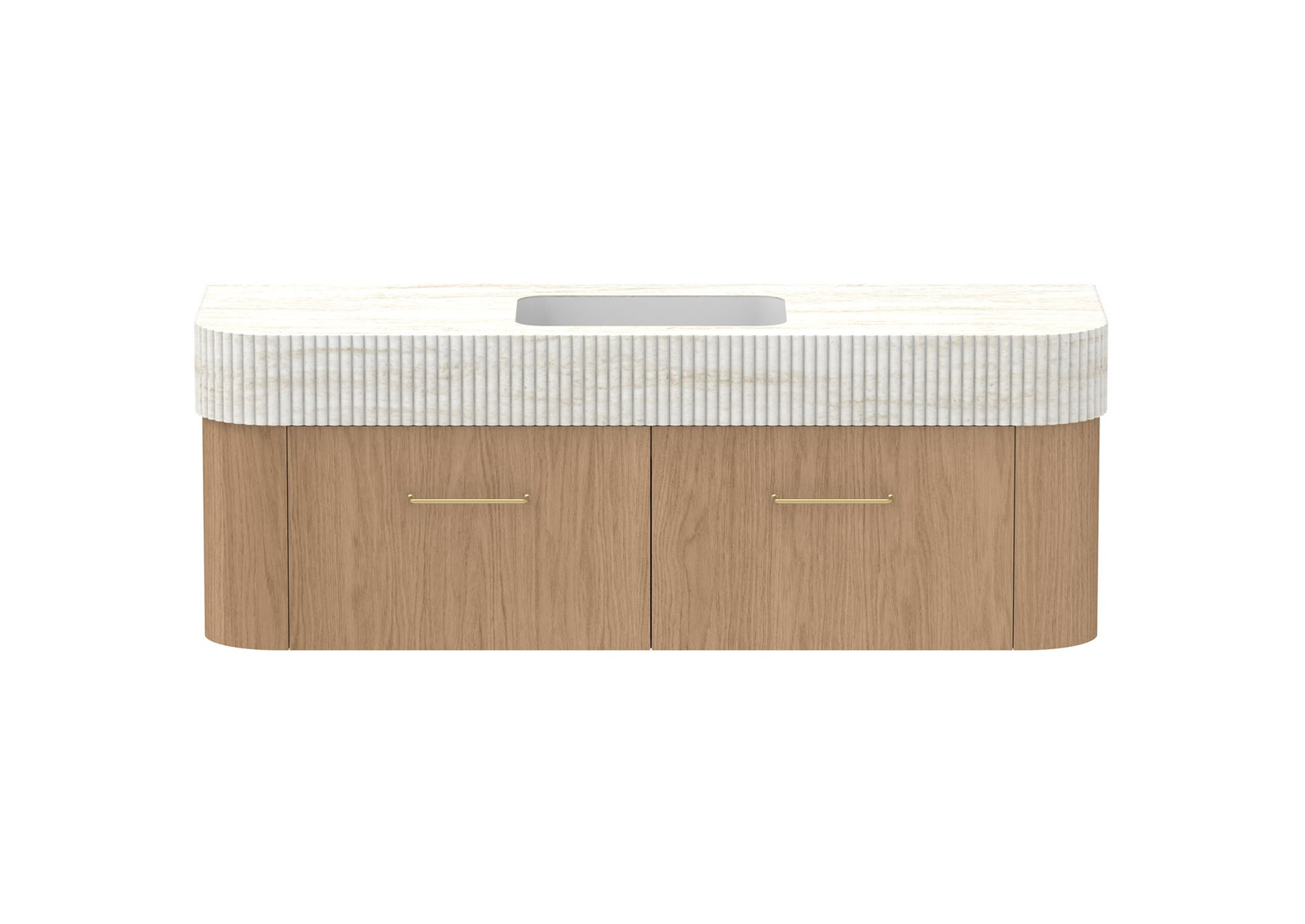 ADP Surry Wall Hung Vanity 1500mm centre bowl in Boston Oak, Imperial top, front view
