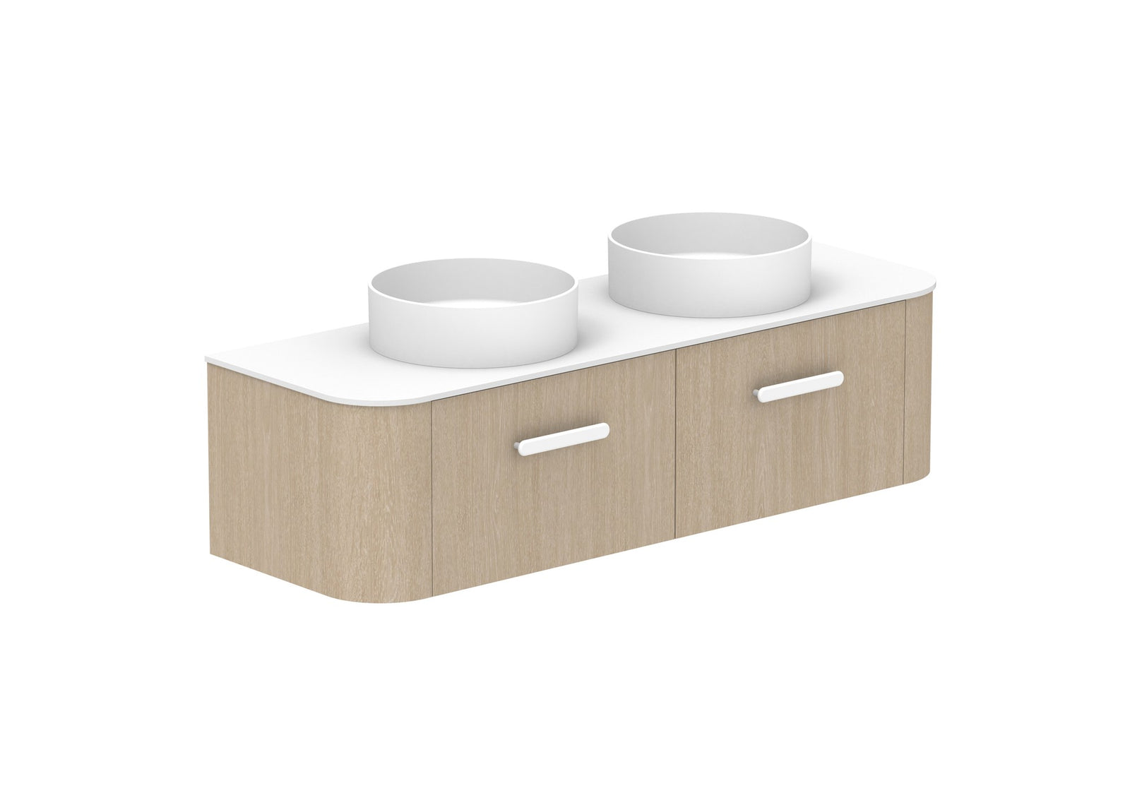 ADP Surry Wall Hung Vanity 1500mm double bowl in Coastal Oak