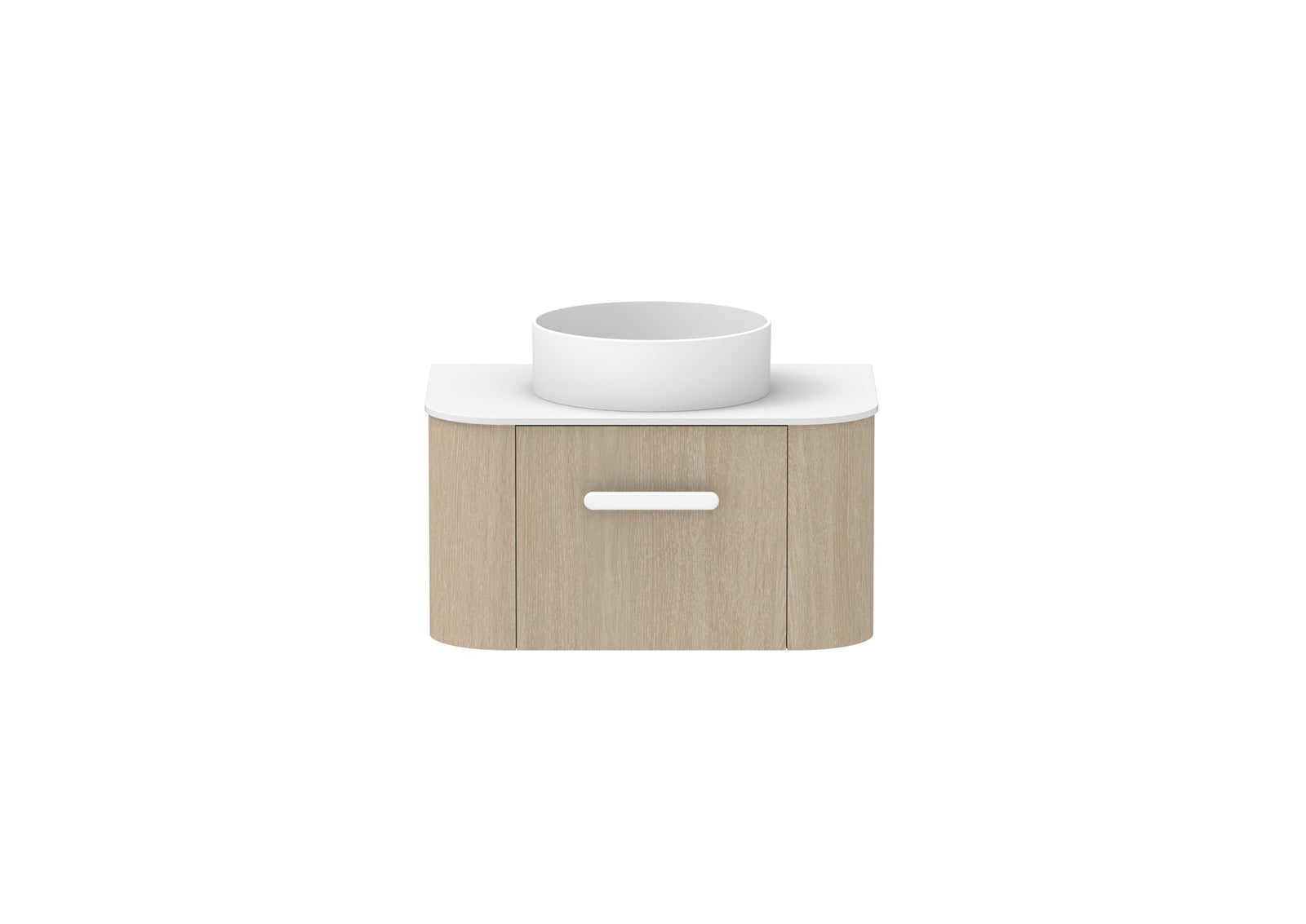ADP Surry Wall Hung Vanity 750mm centre bowl in Coastal Oak, front view