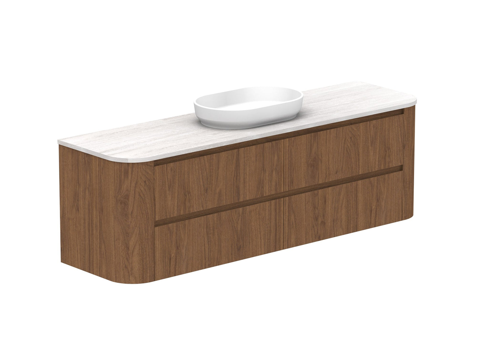 ADP Thea Wall Hung Vanity 1800mm centre bowl in Florentine Walnut