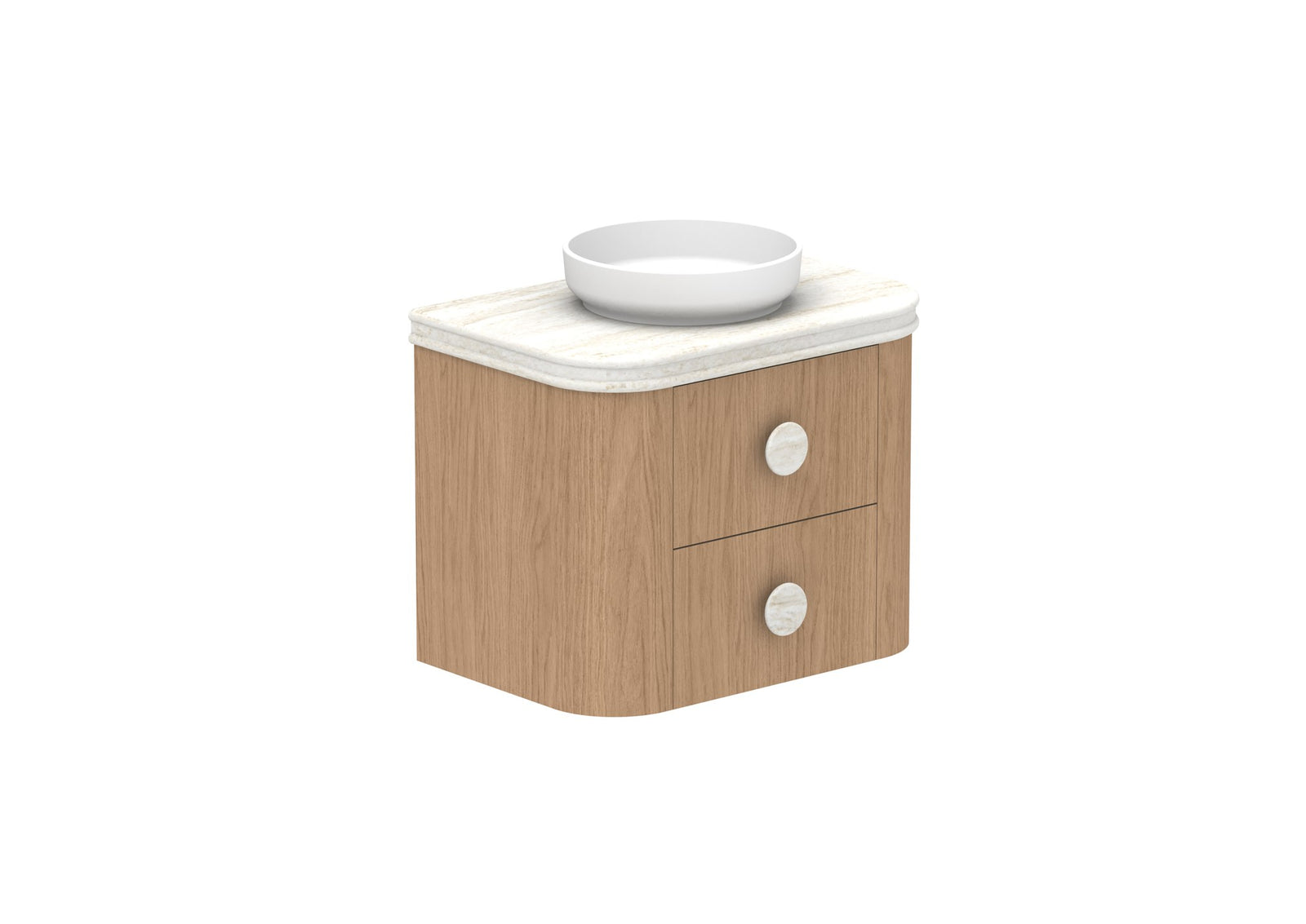 ADP Thea Wall Hung Vanity 750mm centre bowl in Boston Oak, Royale benchtop