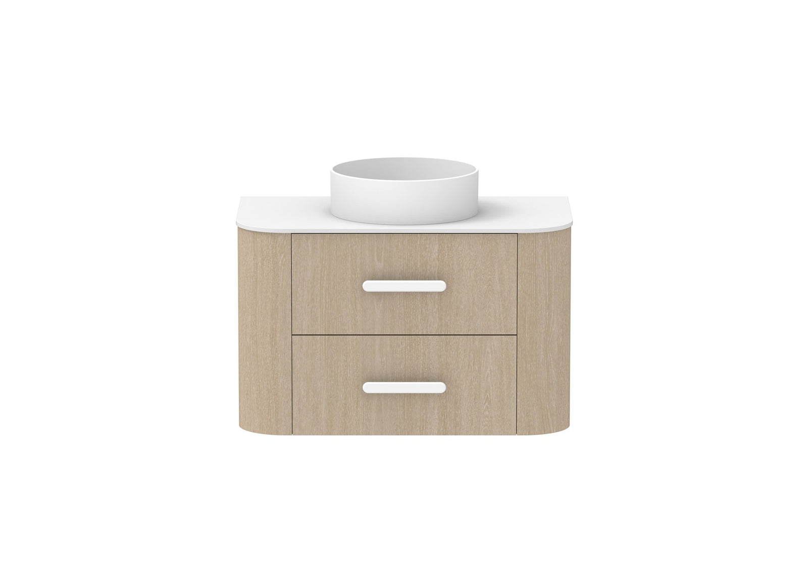 ADP Thea Wall Hung Vanity 900mm centre bowl in Coastal Oak, front view