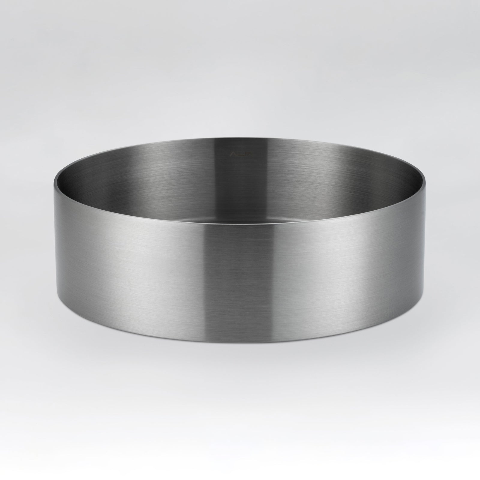 ALIA brushed silver above-counter basin featuring high-quality stainless steel for stylish, easy-to-maintain sinks.