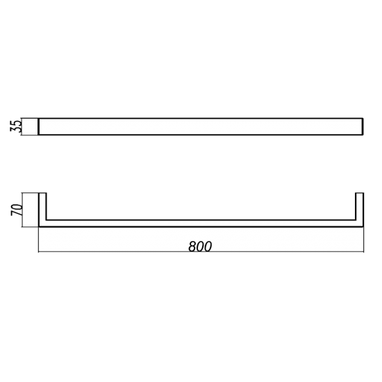 IVANO Series Square Gun Metal Grey Single Towel Rail 800mm