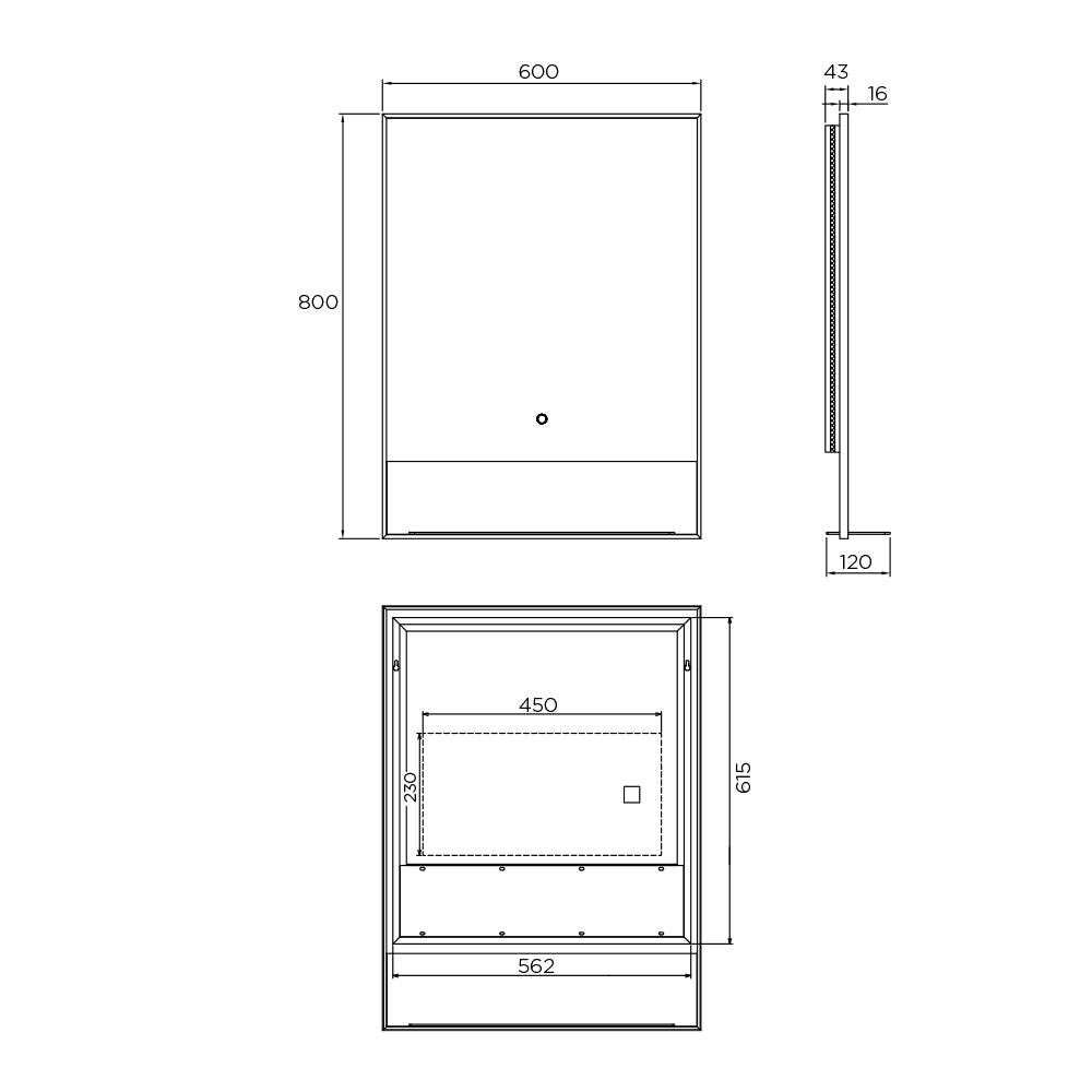 Arcisan Mirror with Frame and Shelf with Bluetooth Connectivity