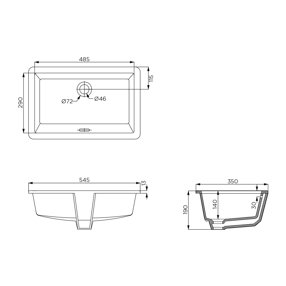 Arcisan Eneo 545 x 350 Under Counter Basin