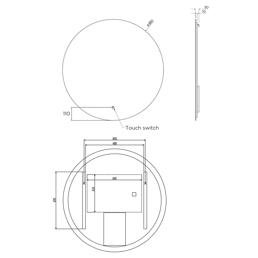 Arcisan Plaza Ø850 Backlit Round Mirror