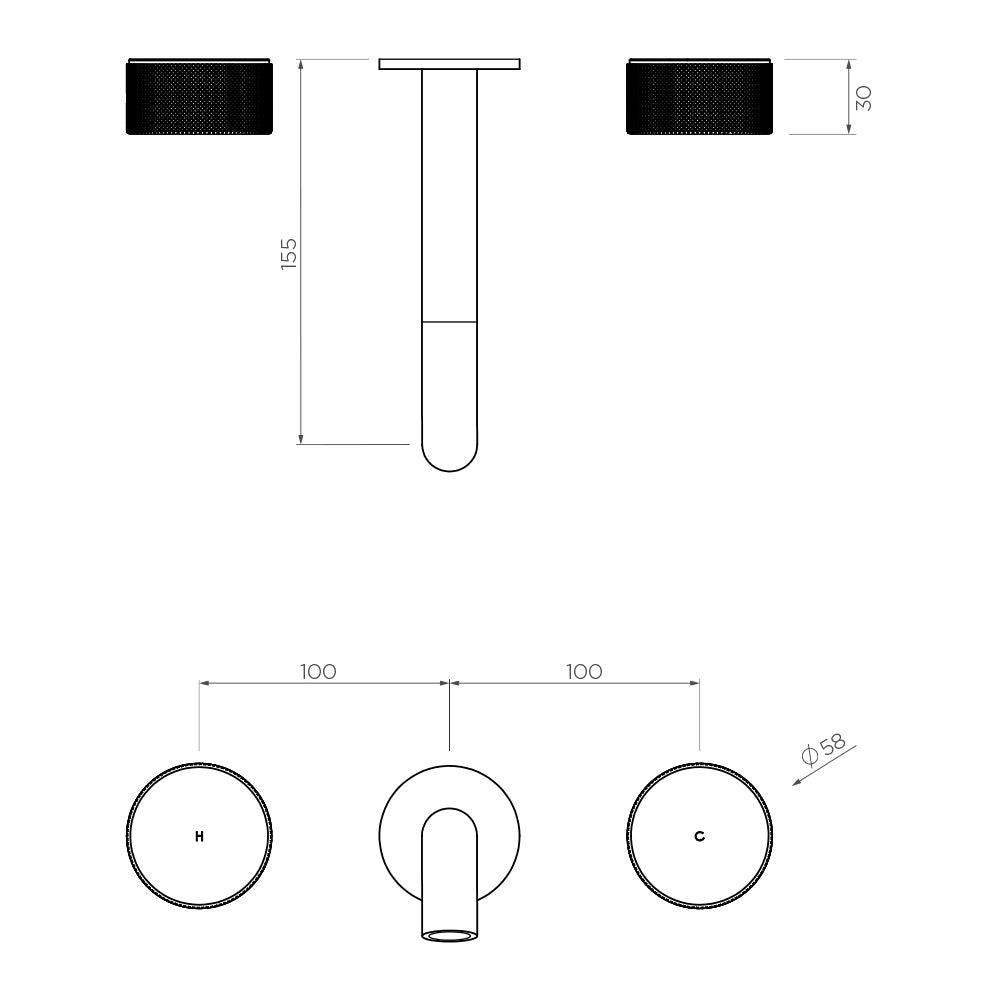 Arcisan Vierra Wall Mount Basin Set - 150mm Centre Spout