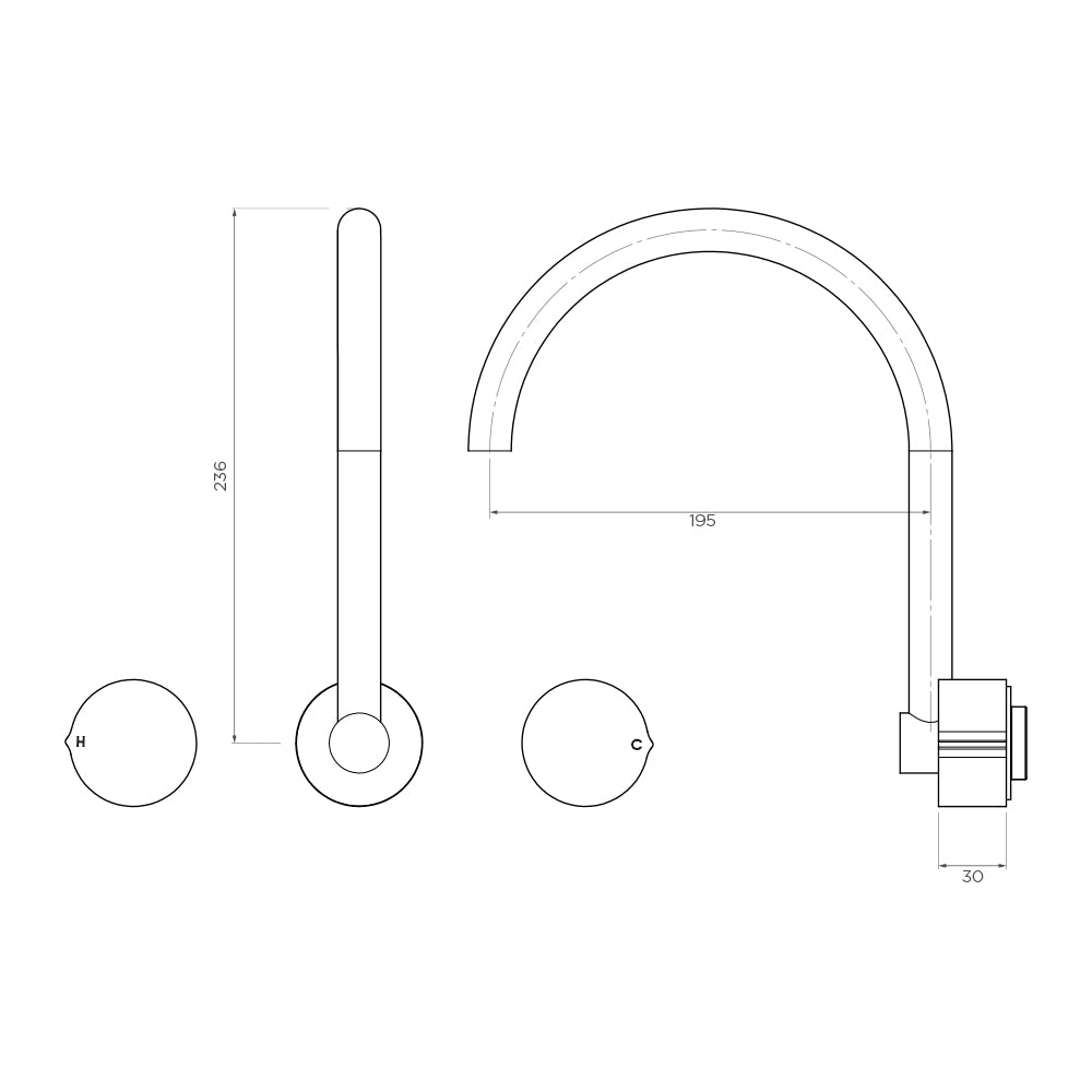 Arcisan Venn Wall Mount Kitchen or Laundry Set with Swivel Spout