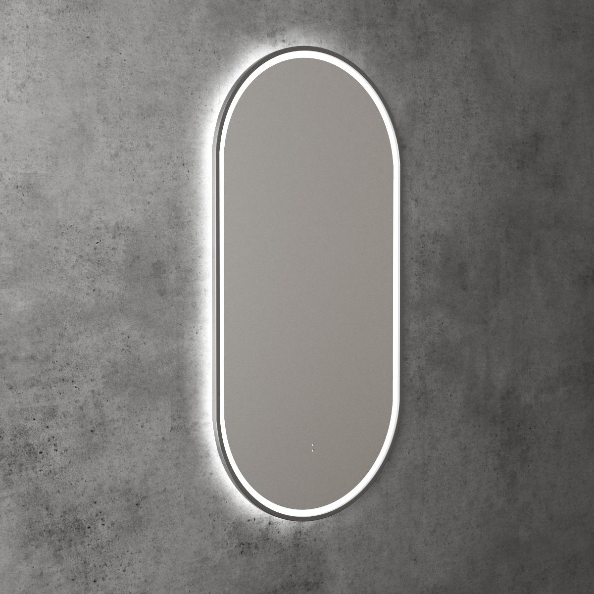 Aulic Beau Monde Oblong LED Mirror 450 x 900mm, gun metal frame