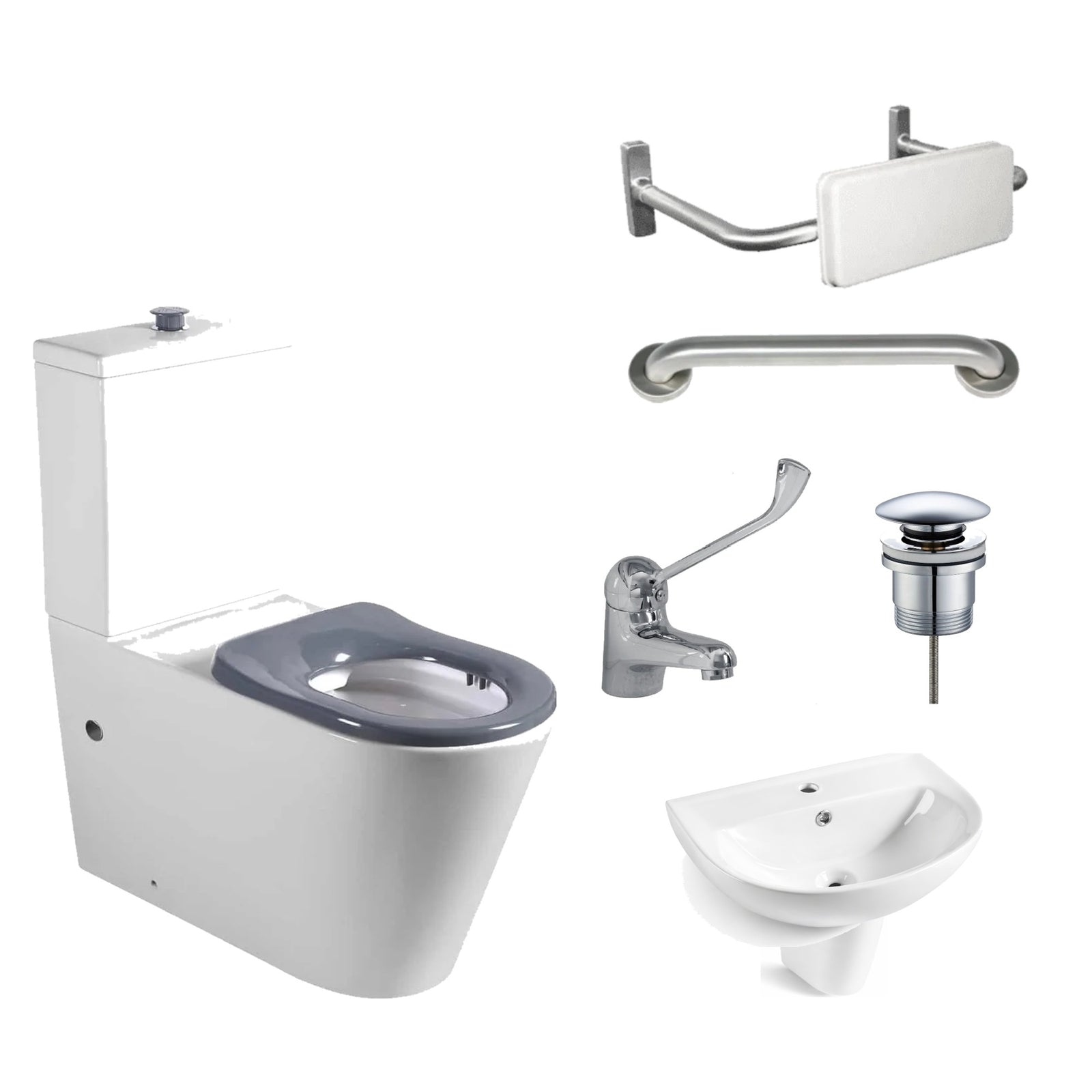 Zenmo Care Pack 2 – EXTRACARE Rimless Accessible Bathroom 6 Piece Package