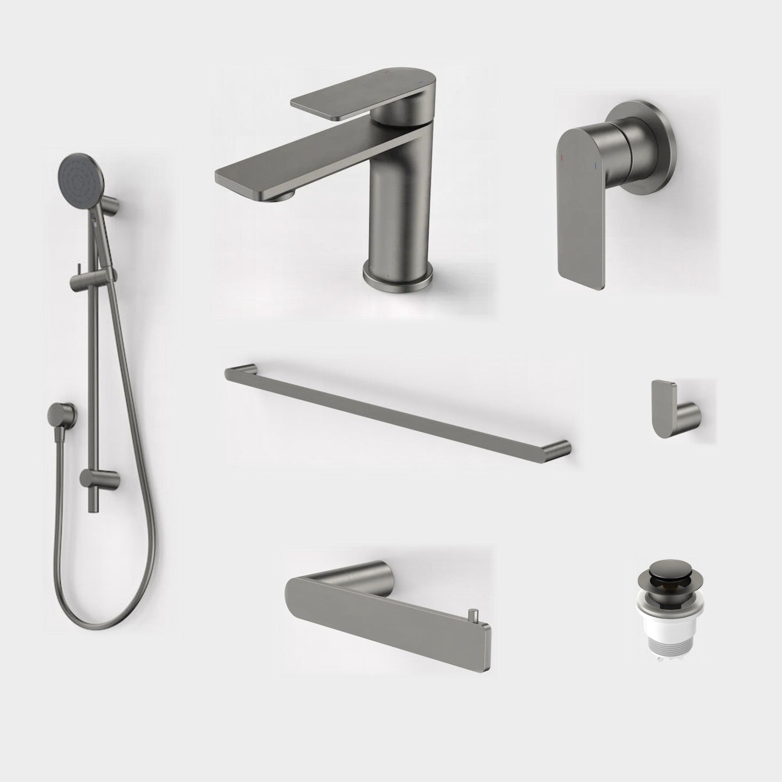 Caroma Urbane II 7-Piece Bathroom Package - Gunmetal: every piece in the package