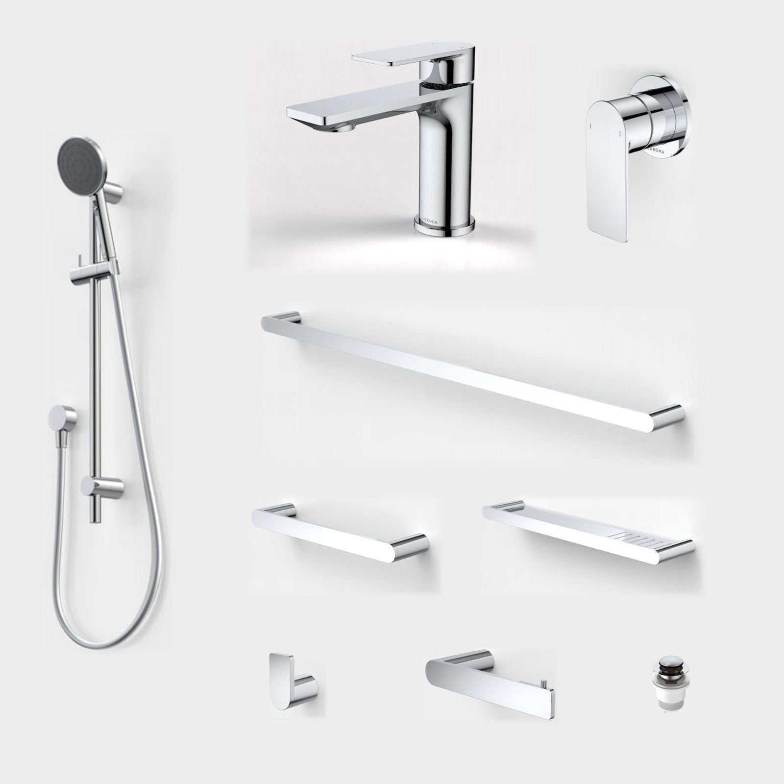 Caroma Urbane II 9-Piece Bathroom Package - Chrome: every piece in the package