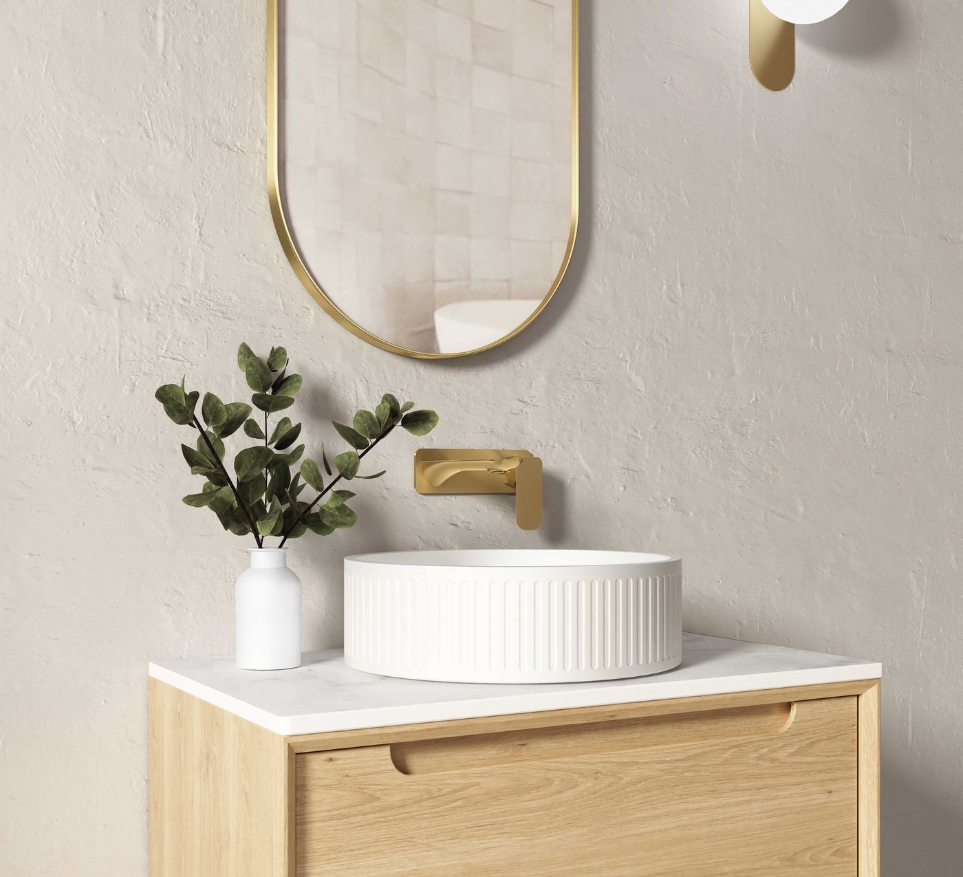 Otti Hudson Concrete Fluted Round Basin | 400mm