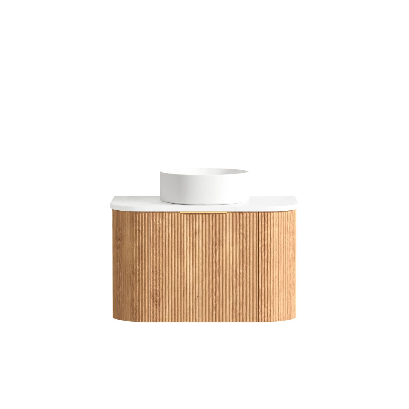 Otti Bondi Fluted Wall Hung Vanity | Satin White & Woodland Oak