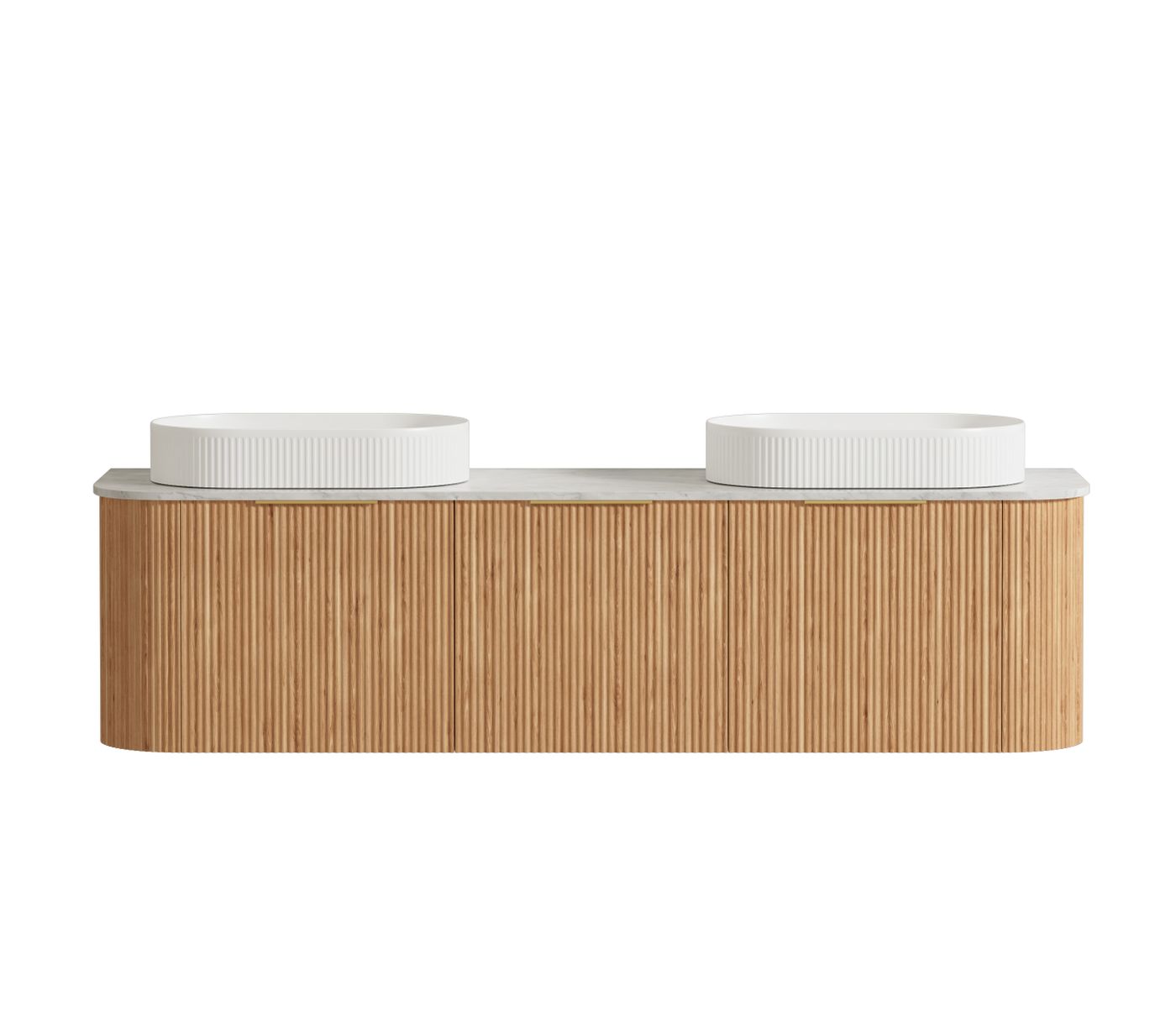 Otti Bondi Fluted Wall Hung Vanity | Satin White & Woodland Oak | 600 / 750 / 900 / 1200 / 1500 / 1800 MM