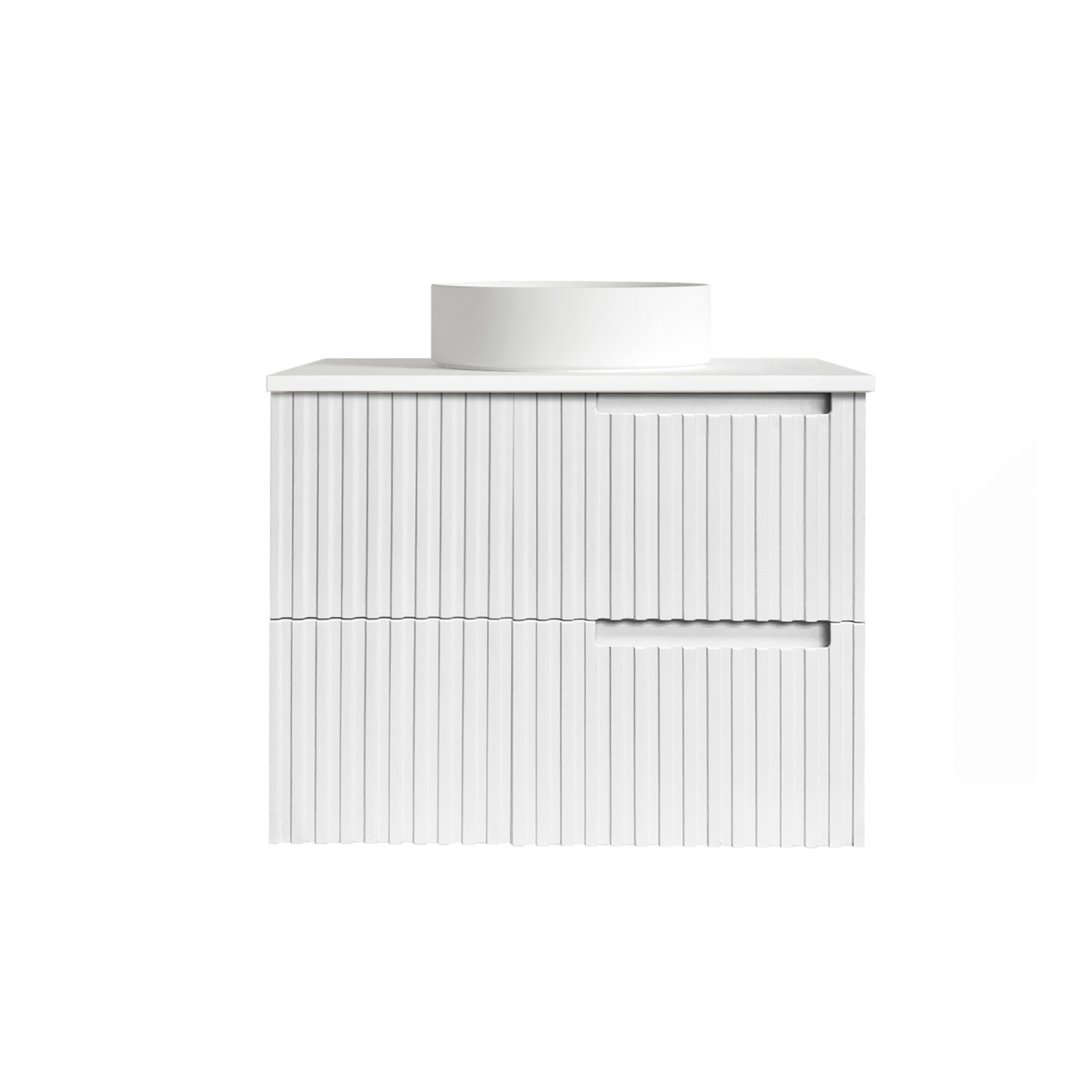 Otti Noosa Fluted Satin White Wall Hung Vanity 600 / 750 / 900 / 1200 / 1500 MM