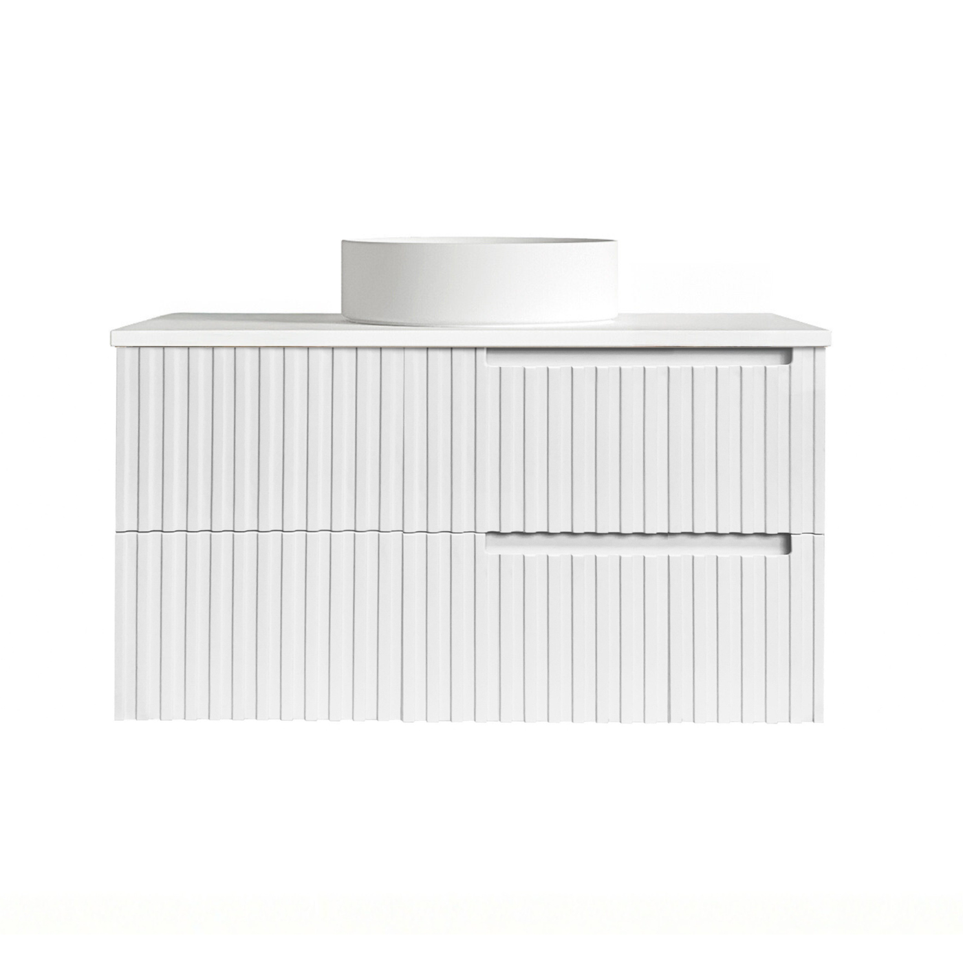 Otti Noosa Fluted Satin White Wall Hung Vanity 600 / 750 / 900 / 1200 / 1500 MM