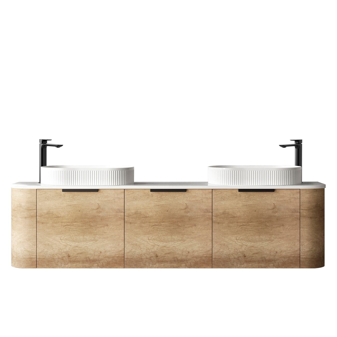 Otti Bondi Wall Hung Curve Vanity | Natural Oak & Black Oak | 600 / 750 / 900 / 1200 / 1500 / 1800 MM