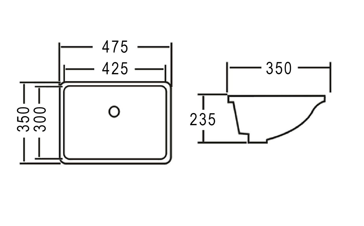 Otti Undermount Square Basin | 475x350mm
