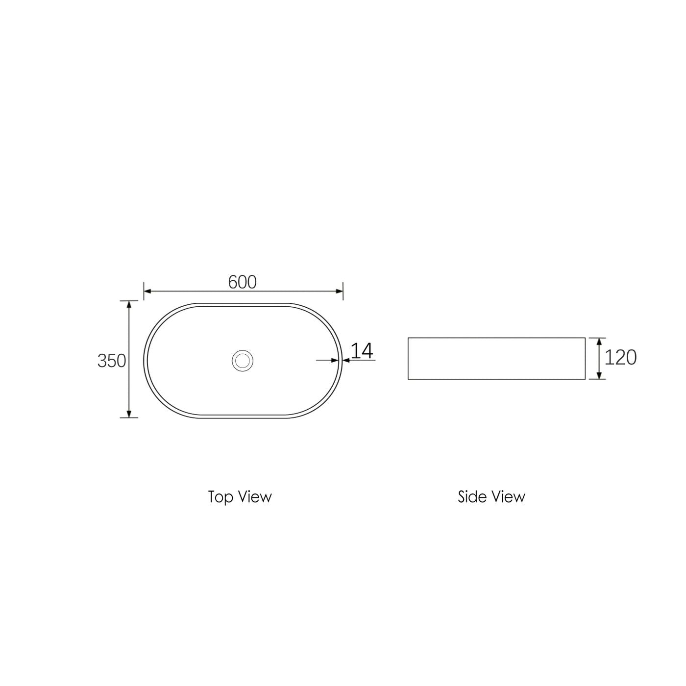 Otti Clayton Concrete Oval Basin | 600mm