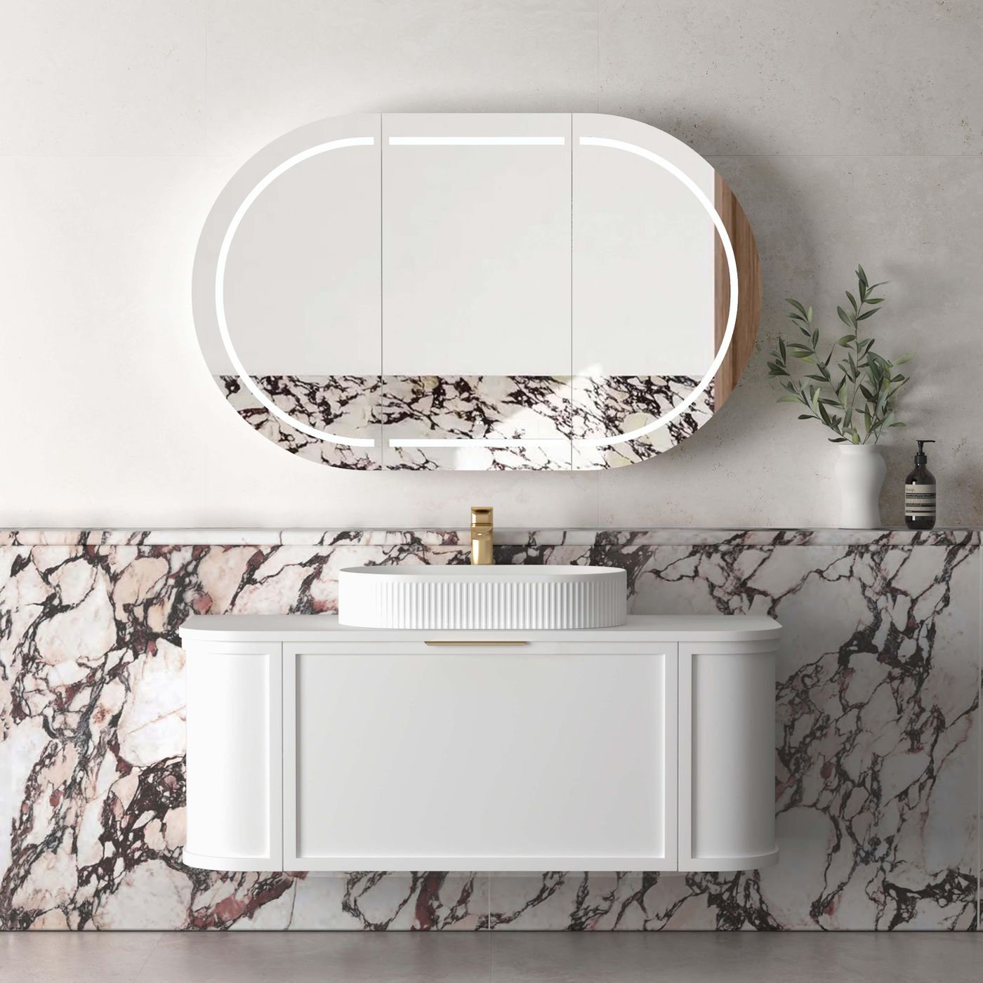 Otti Hampshire Wall Hung Curve Vanity | Satin White