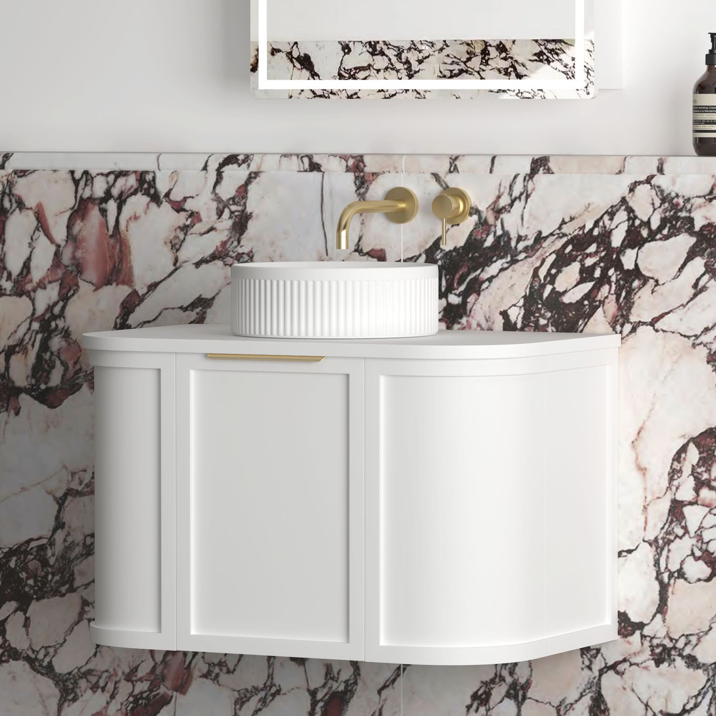 Otti Hampshire Wall Hung Curve Vanity | Satin White