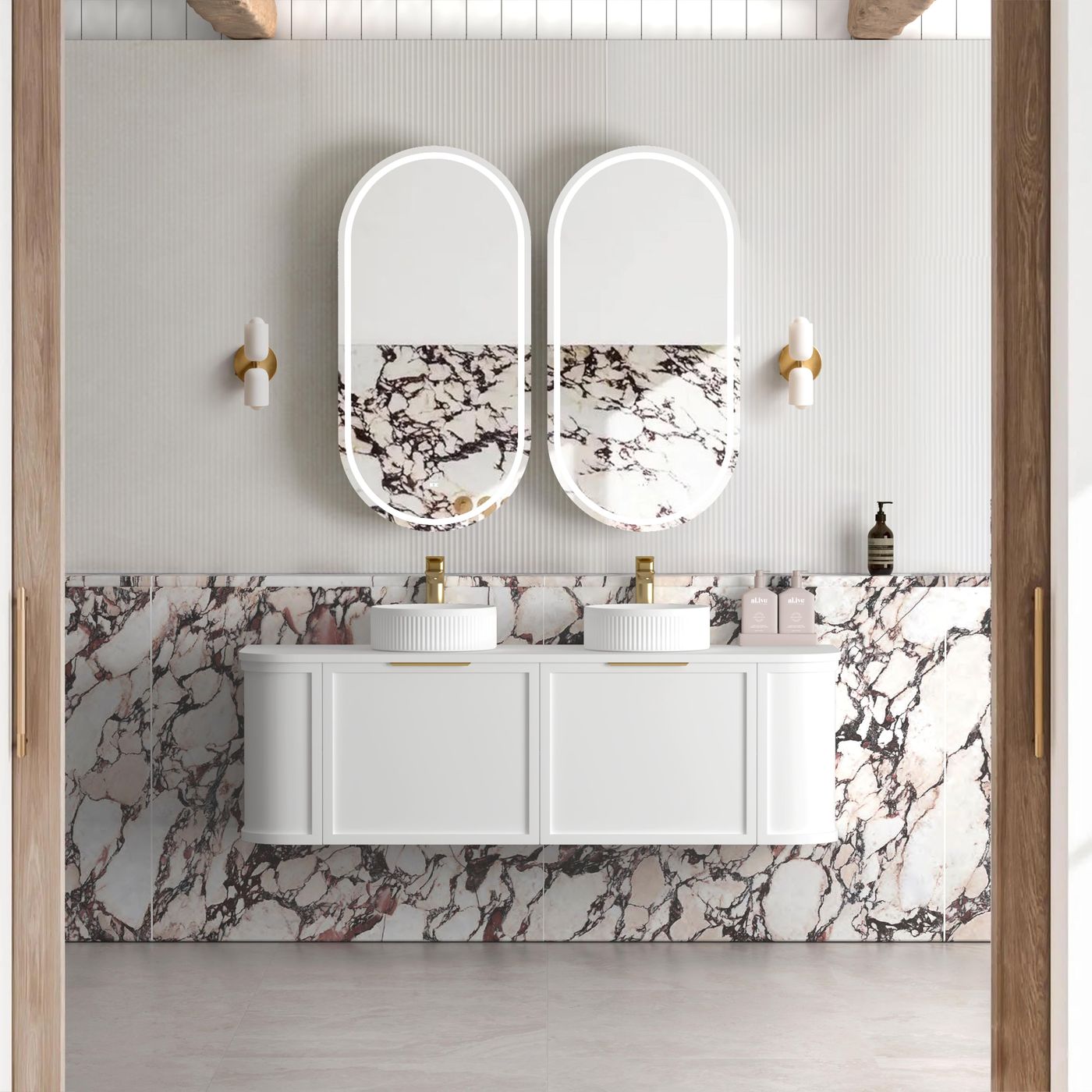 Otti Hampshire Wall Hung Curve Vanity | Satin White