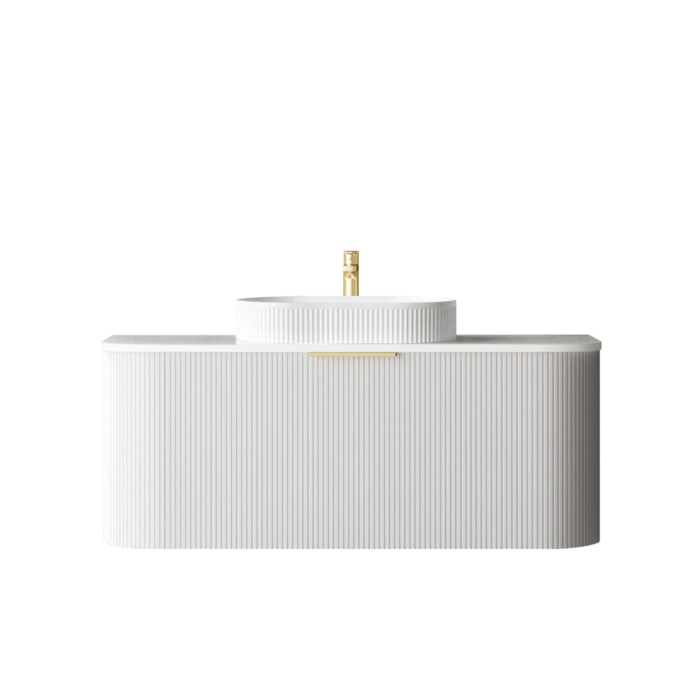 Otti Bondi Fluted Wall Hung Vanity | Satin White & Woodland Oak | 600 / 750 / 900 / 1200 / 1500 / 1800 MM