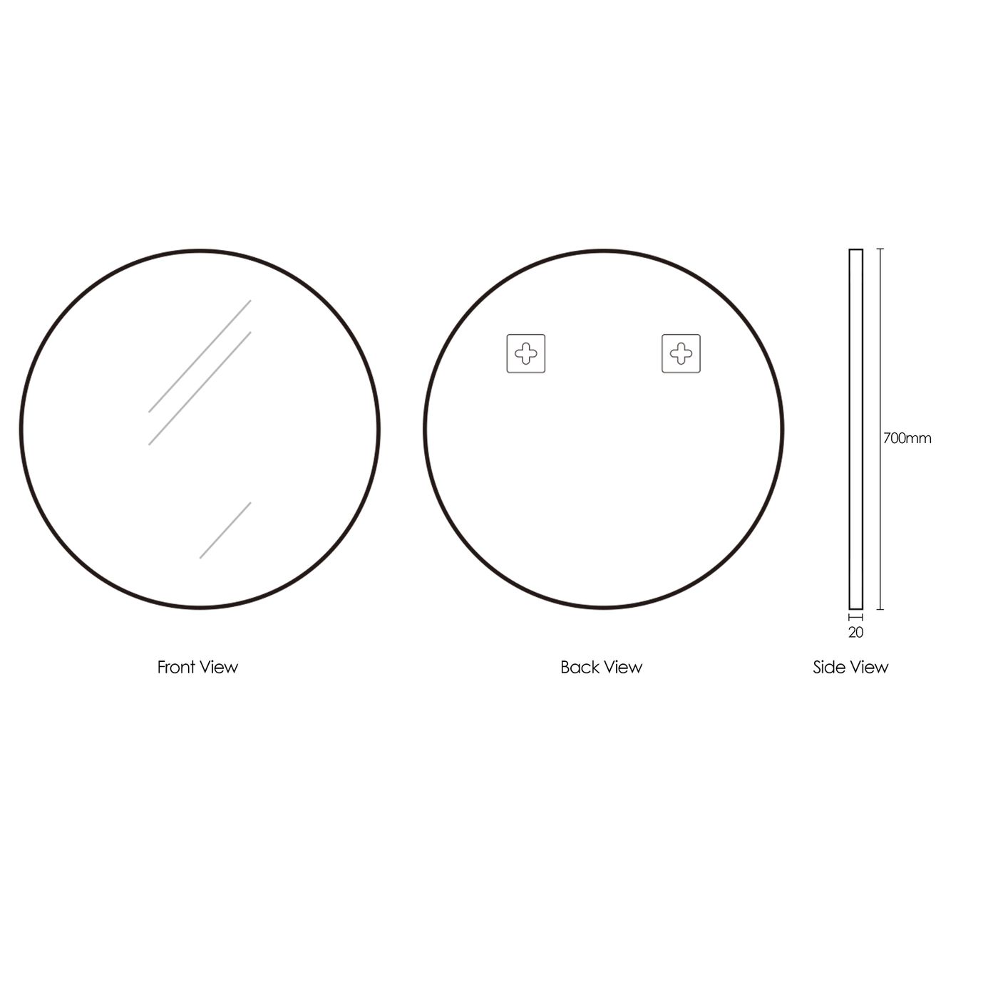 Otti London Metal Frame Mirror | 700mm Round