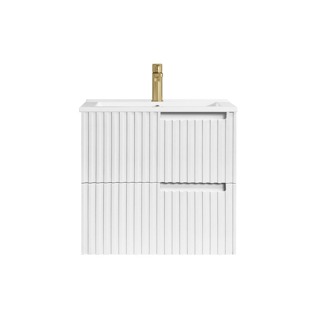 Otti Noosa Fluted Satin White Wall Hung Vanity 600 / 750 / 900 / 1200 / 1500 MM