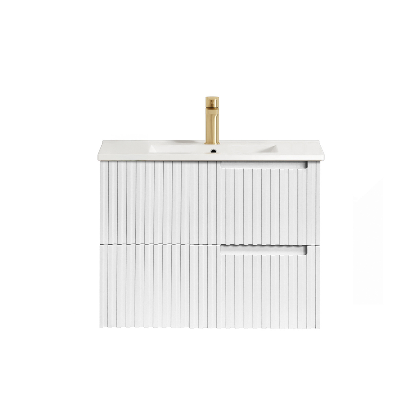 Otti Noosa Fluted Satin White Wall Hung Vanity 600 / 750 / 900 / 1200 / 1500 MM
