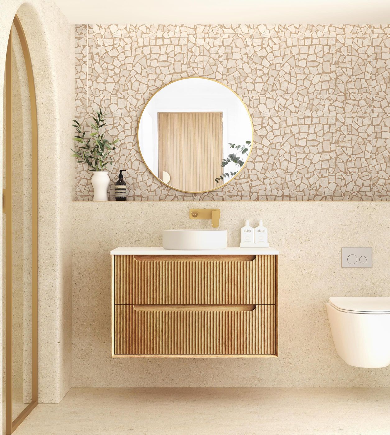 Otti Byron Fluted Woodland Oak Wall Hung Vanity
