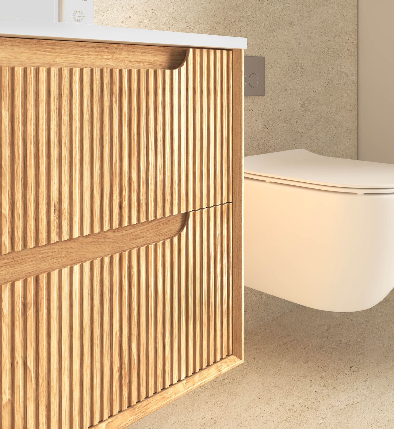 Otti Byron Fluted Woodland Oak Wall Hung Vanity