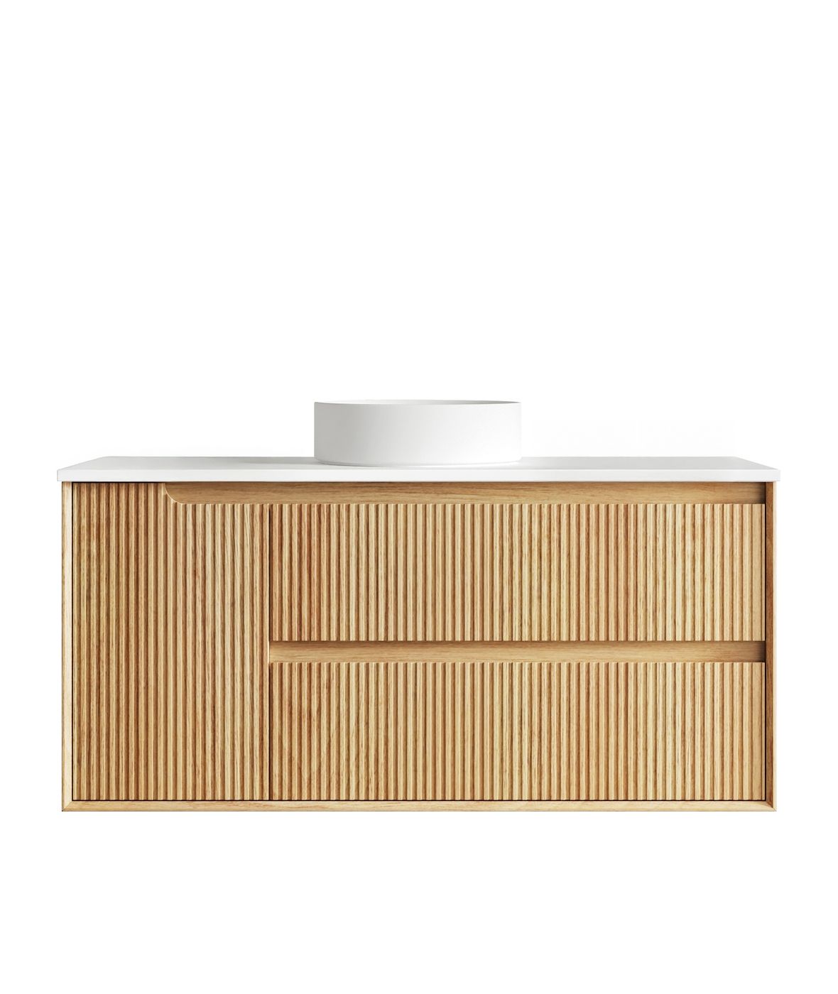 Otti Byron Fluted Woodland Oak Wall Hung Vanity
