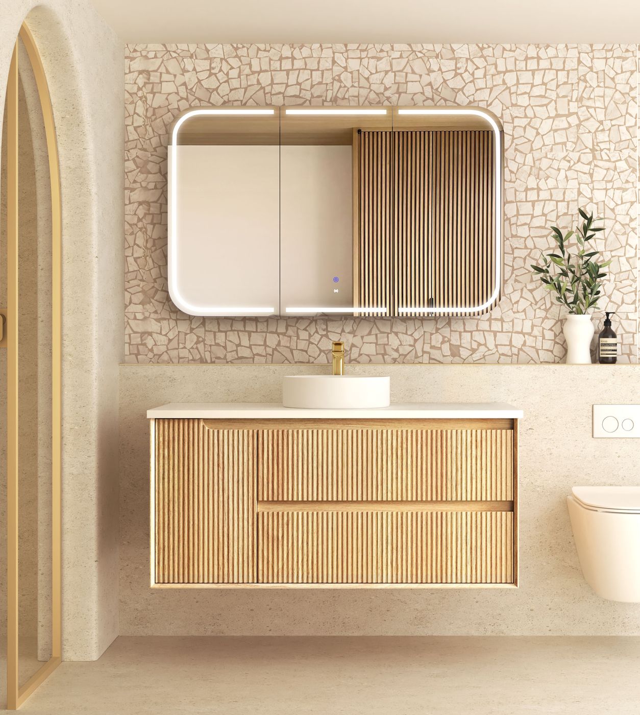 Otti Byron Fluted Woodland Oak Wall Hung Vanity