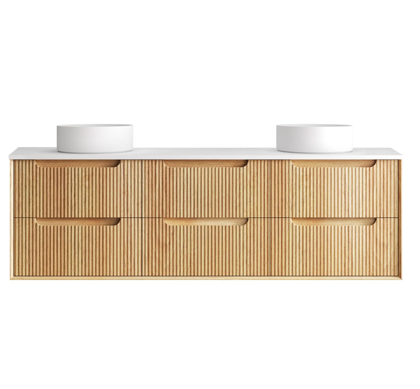 Otti Byron Fluted Woodland Oak Wall Hung Vanity 1800mm