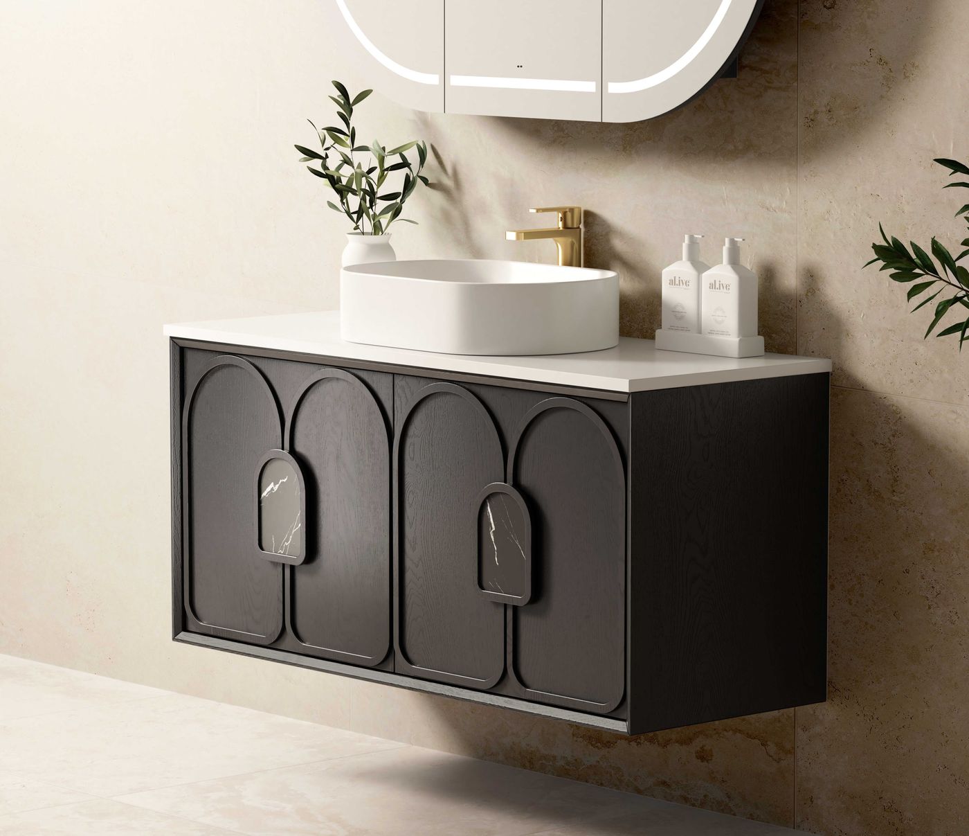 Otti Laguna Mark II Wall Hung Vanity | Black Oak