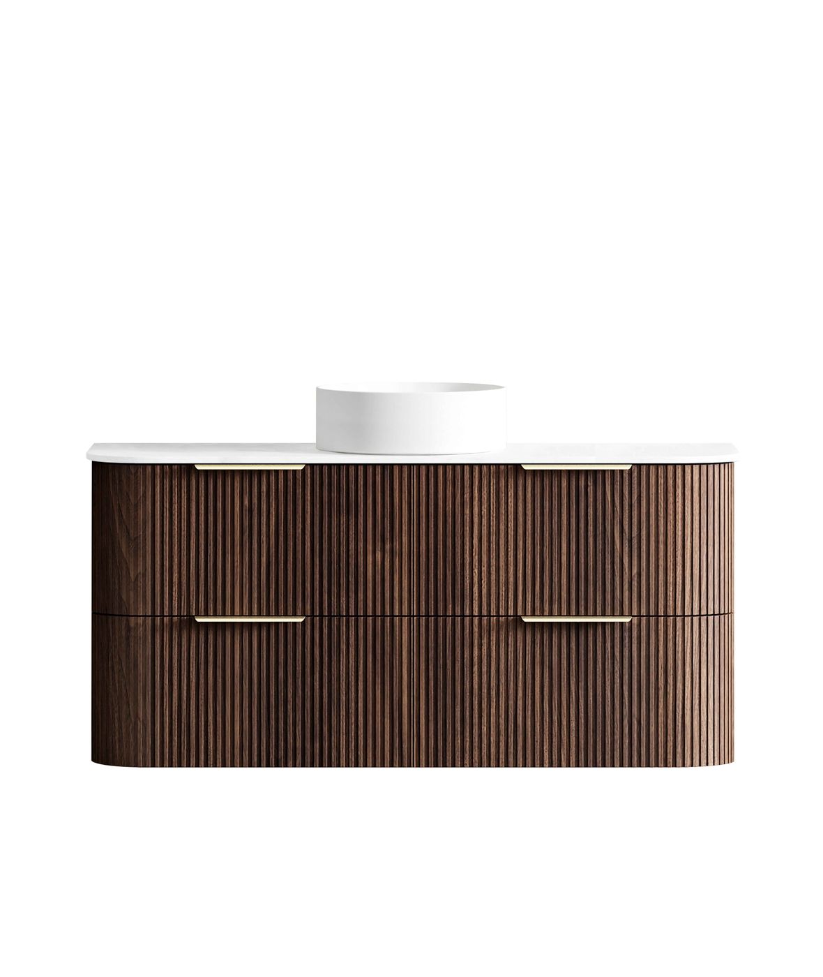 Otti Havana Fluted Wall Hung Curve Vanity | Sable Walnut