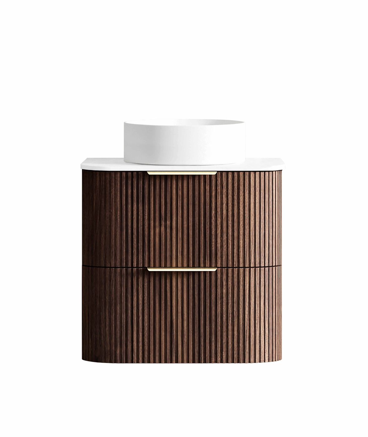 Otti Havana Fluted Wall Hung Curve Vanity | Sable Walnut