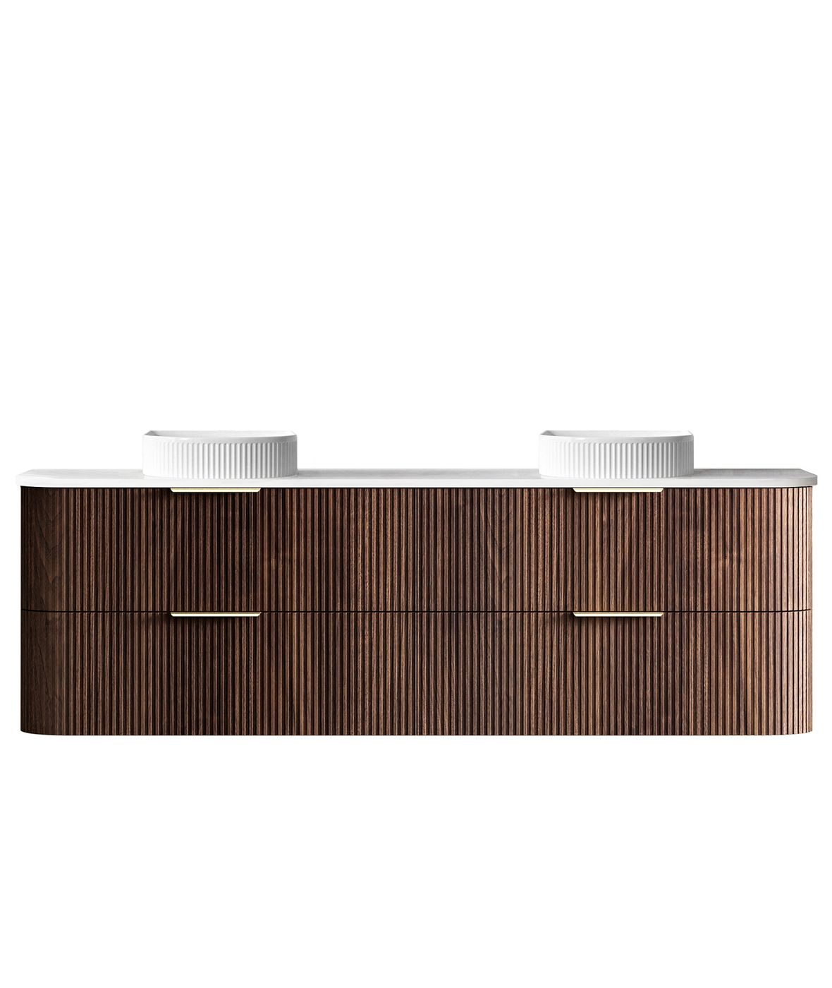 Otti Havana Fluted Wall Hung Curve Vanity | Sable Walnut