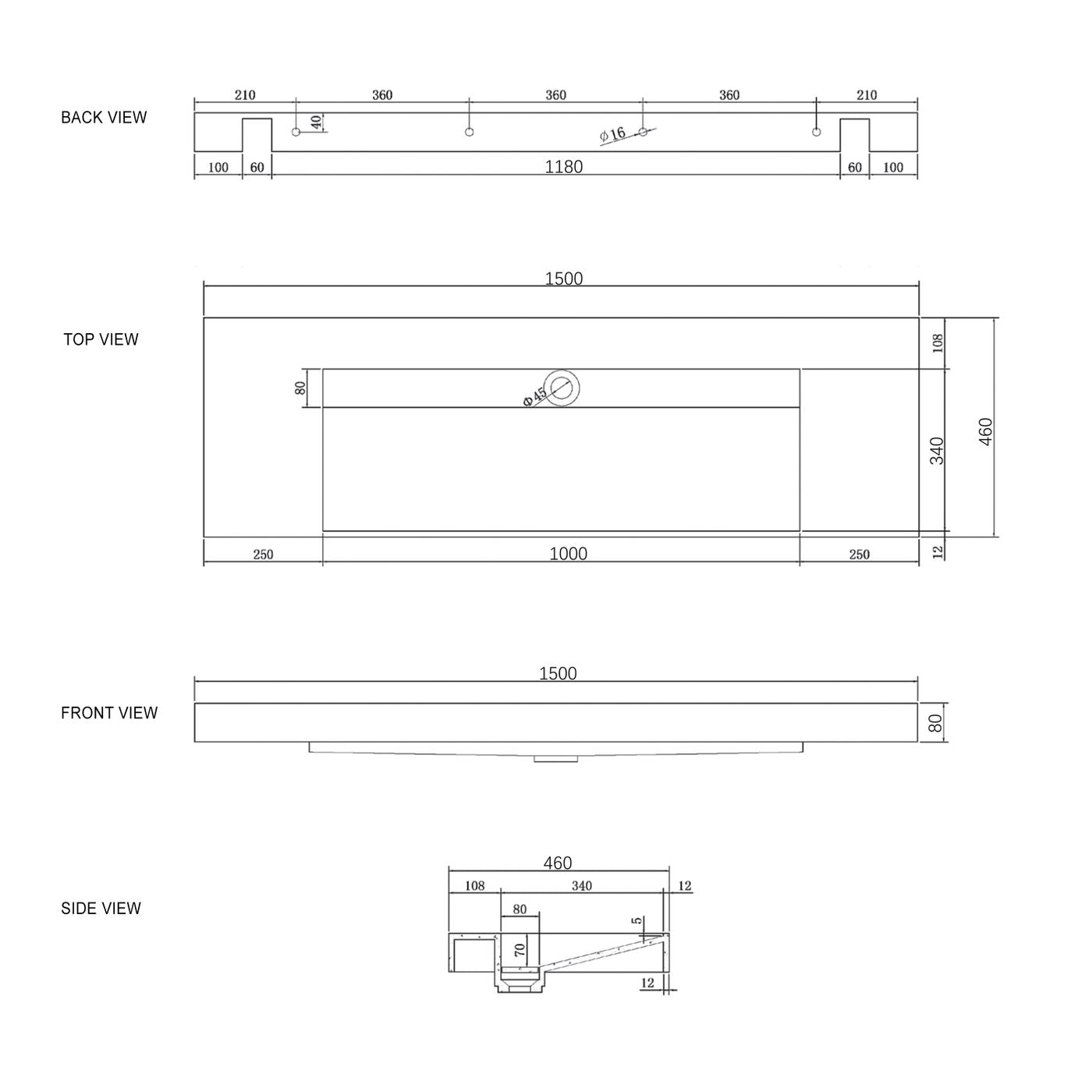 Otti Moonlight Wall Hung Basin