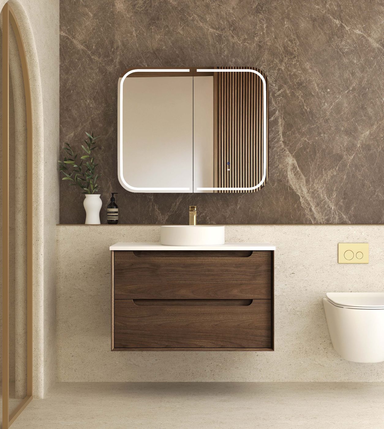 Otti Byron Wall Hung Vanity | Sable Walnut