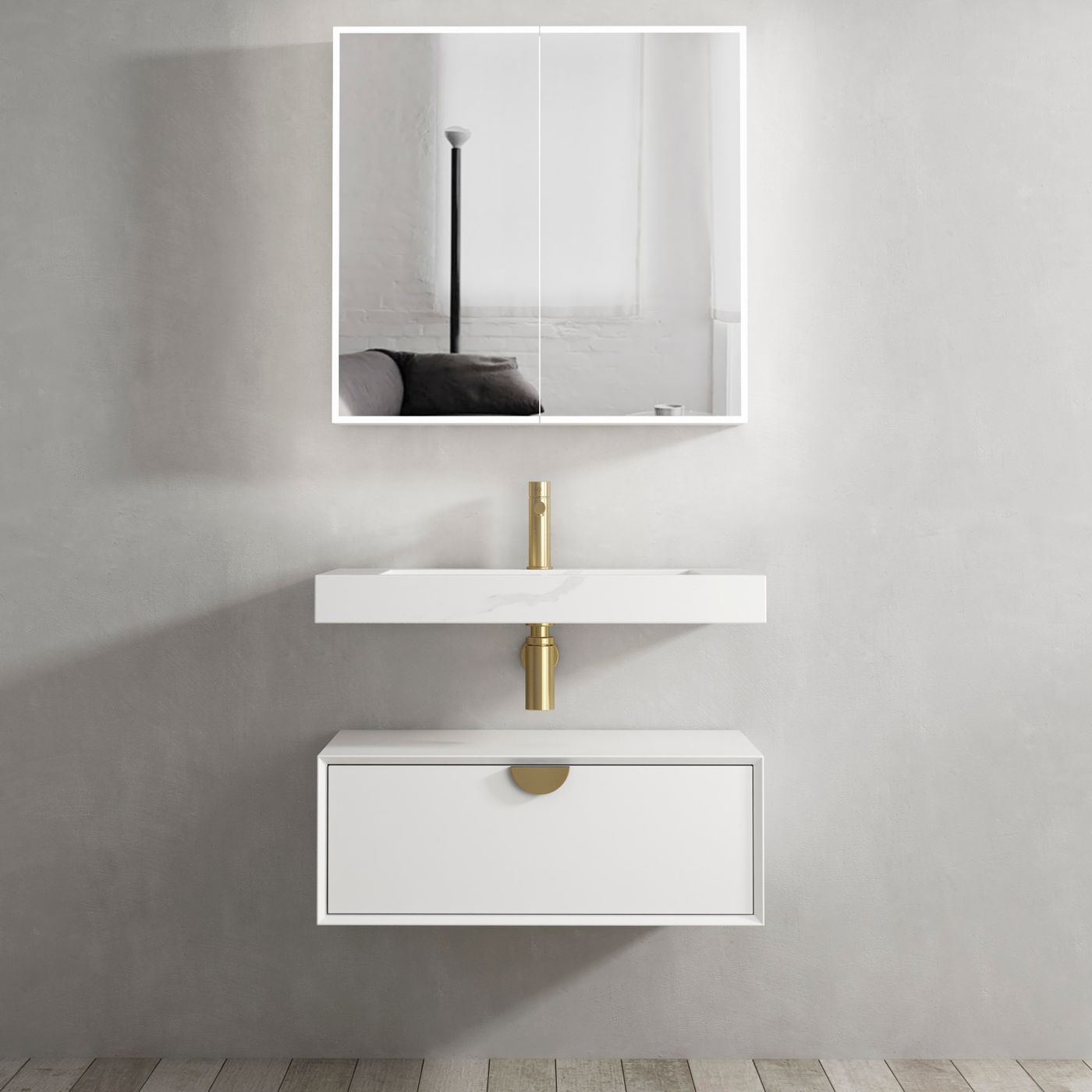 Otti Moonlight Wall Hung Vanity Cabinet | Matte White