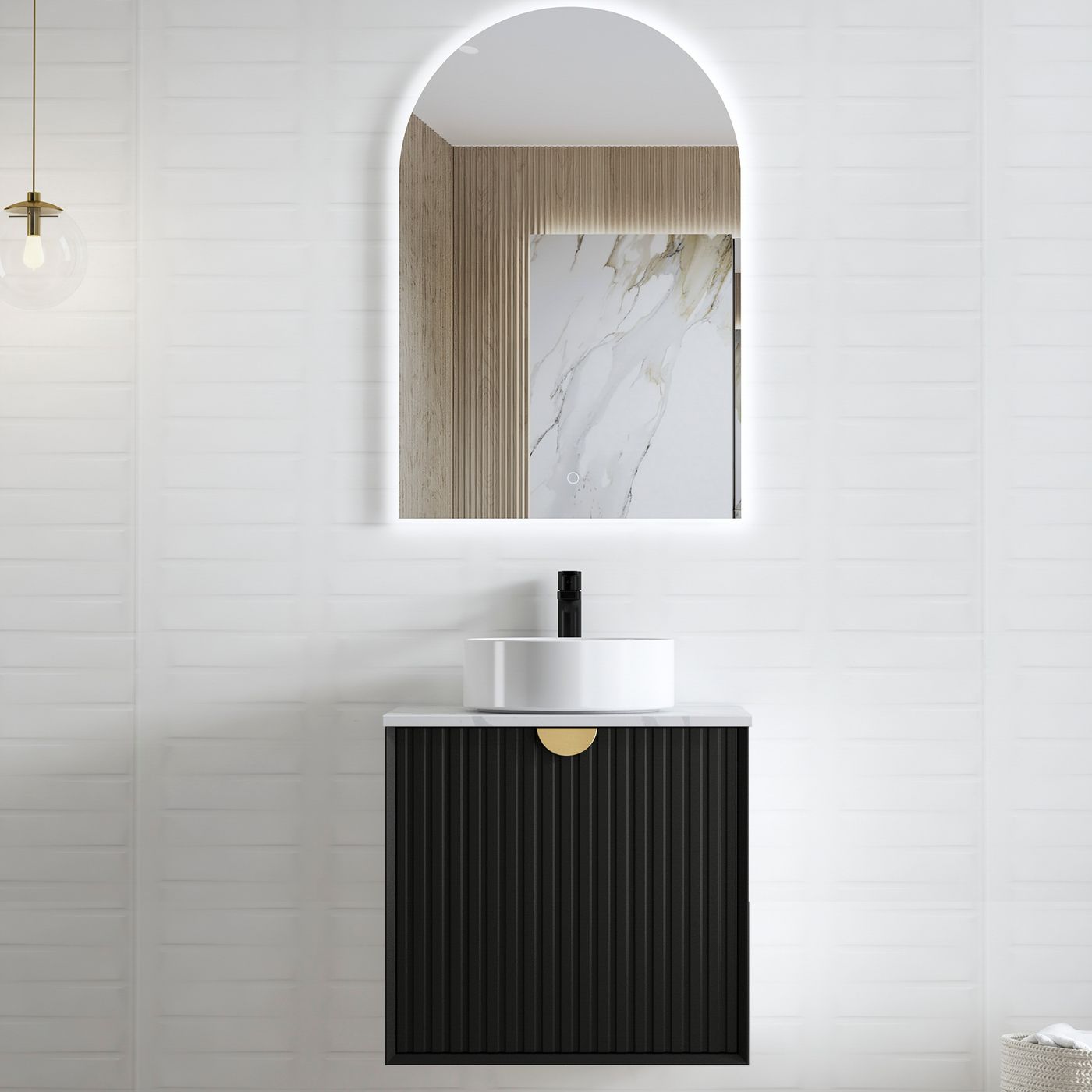Otti Marlo Fluted Wall Hung Vanity | Matte Black