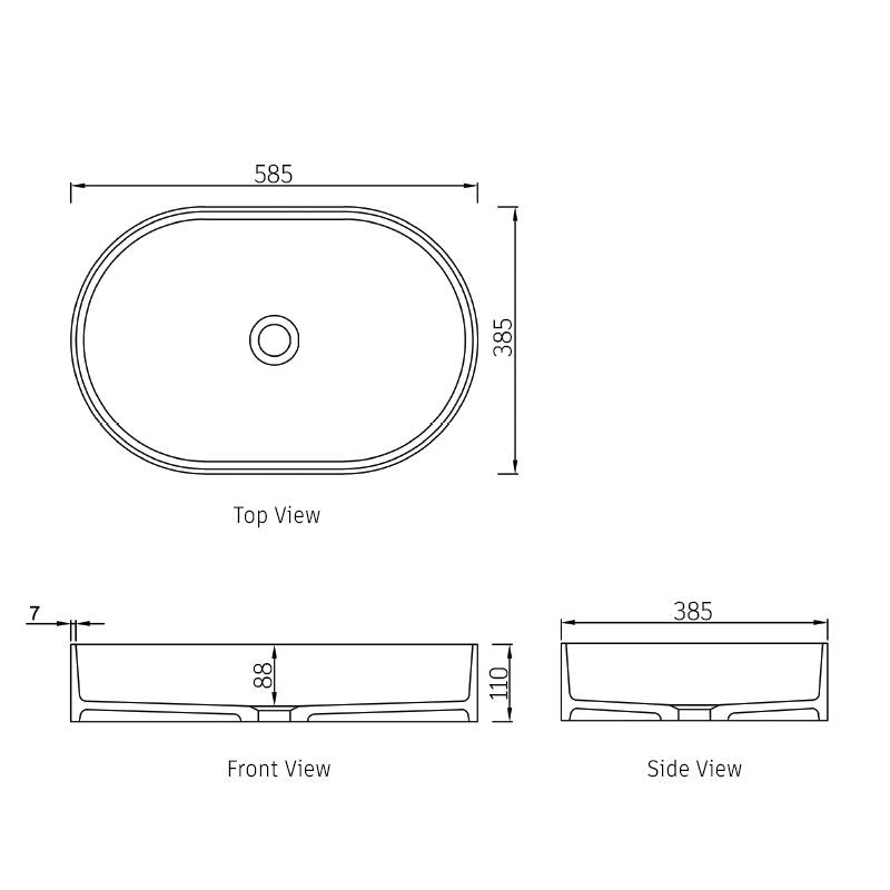 Otti Noosa Solid Surface Above Counter Basin | 585mm