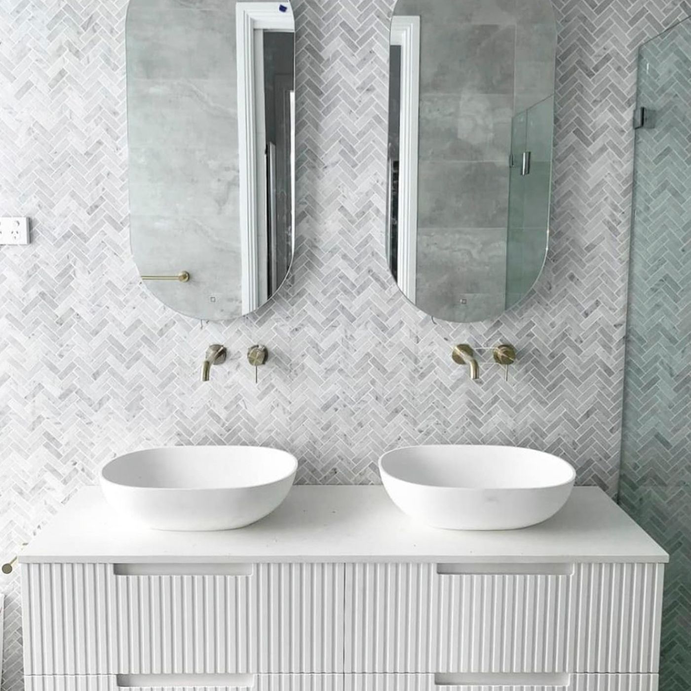 Otti Noosa Fluted Satin White Wall Hung Vanity