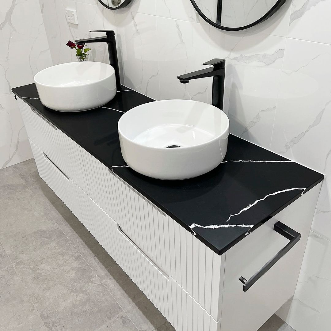 Otti Noosa Fluted Satin White Wall Hung Vanity