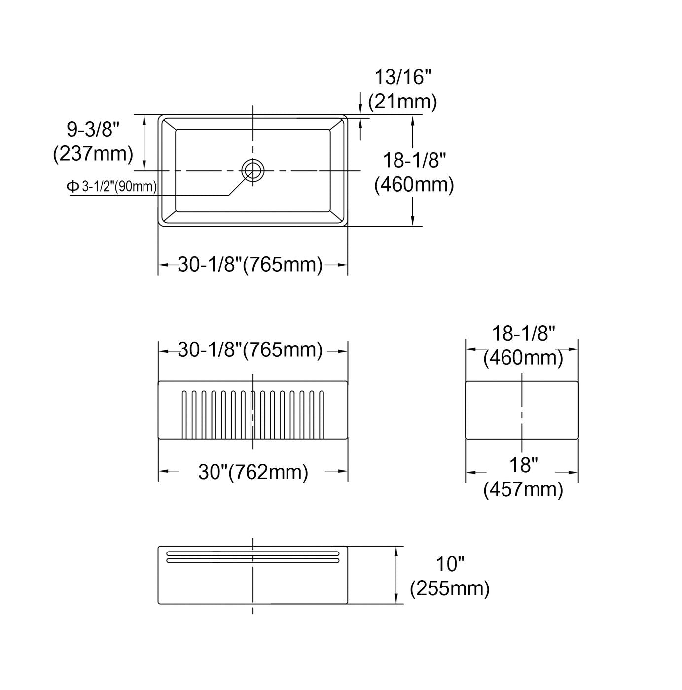 Otti Boston Butler Sink 765x460x255
