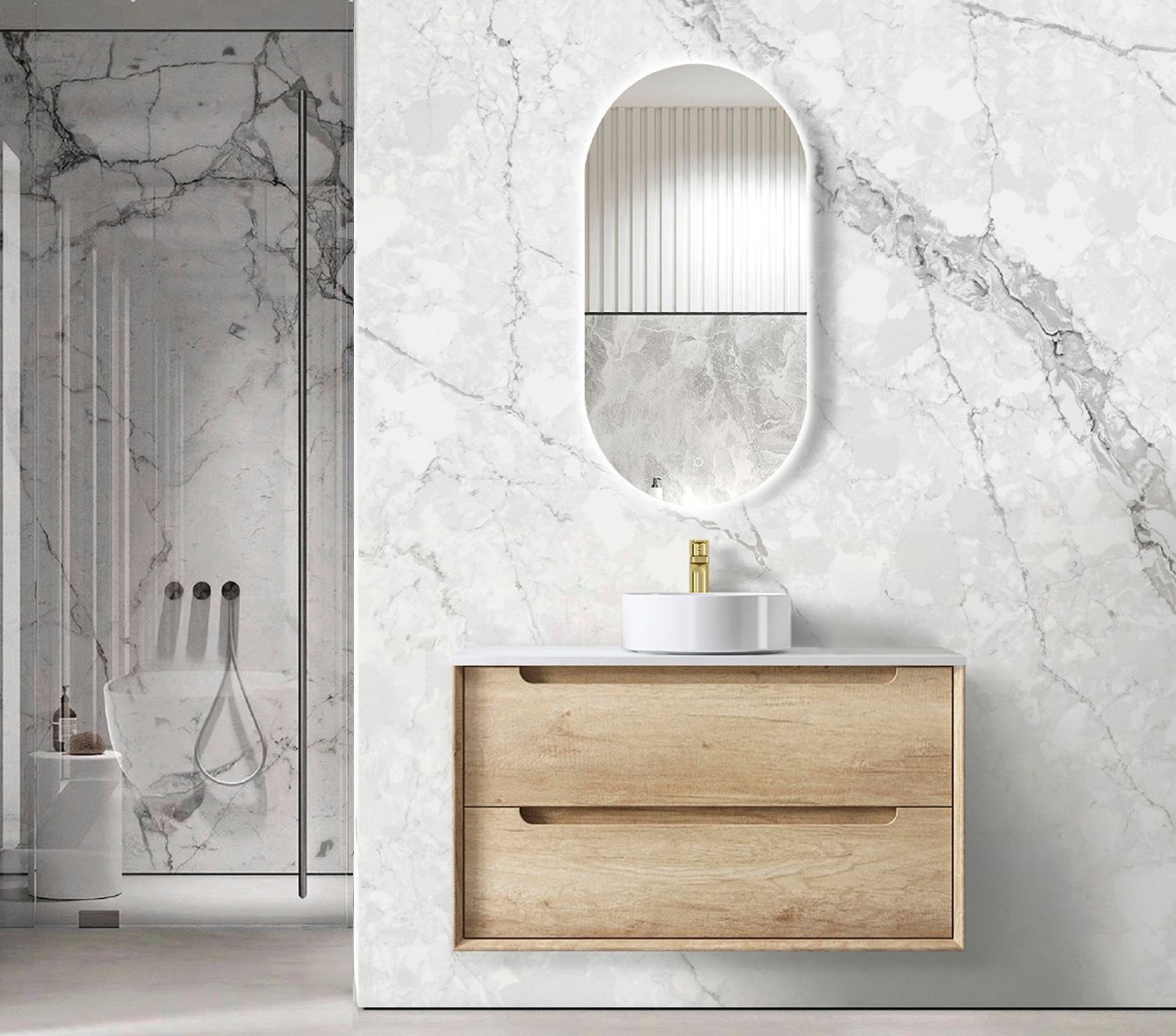 Otti Byron Wall Hung Vanity | Natural Oak